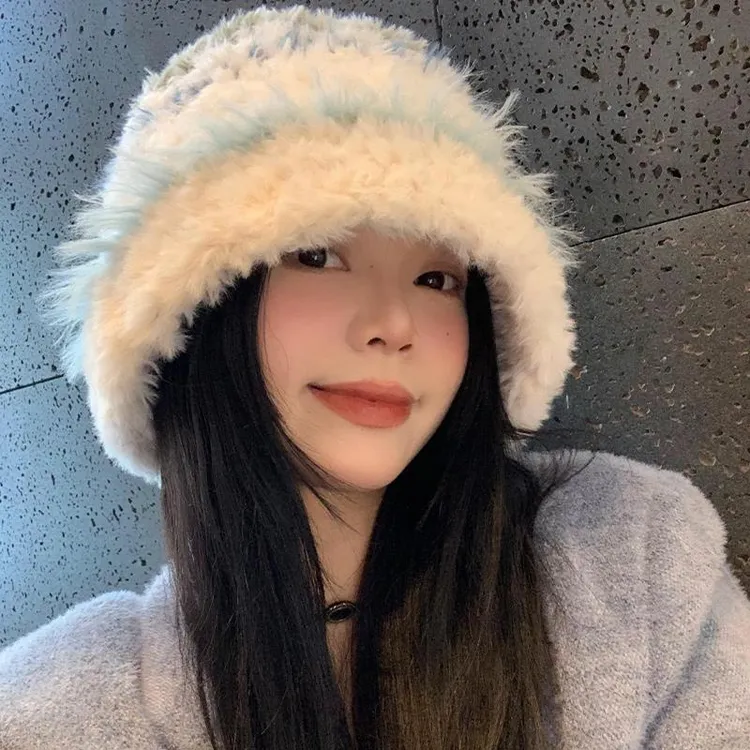 加厚毛绒绒针织帽子女秋冬款韩版显脸小保暖毛线帽大头围护耳帽潮