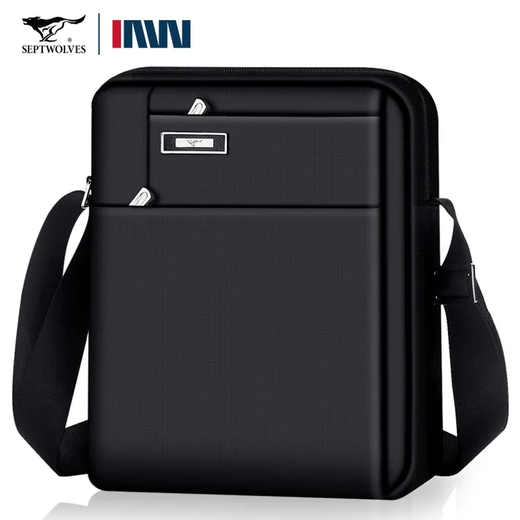 七匹狼男士单肩包韩版休闲牛津布竖款背包品牌帆布单肩斜挎包男包