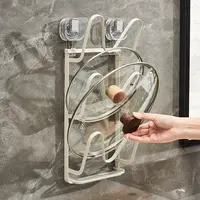 免打孔现代风枪灰色吸盘安装厨房多功能一体式锅盖菜板砧板置物架