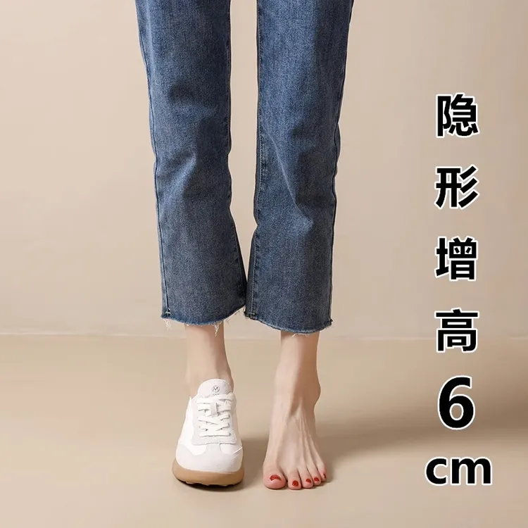 PinkAvril内增高芭蕾德训鞋女小个子小码秋季透气阿甘鞋小白鞋女