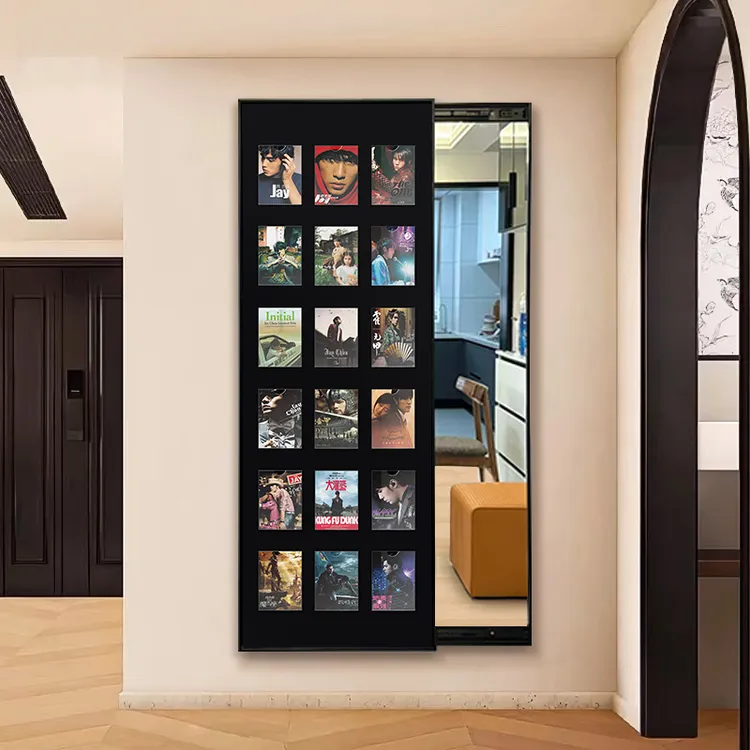 DIY创意穿衣镜玄关隐藏式镜子全身镜壁挂装饰画试衣镜隐形式推拉