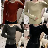 【CiCi】拼色磨毛德绒打底衫女秋季新款时尚百搭圆领长袖T恤S1104