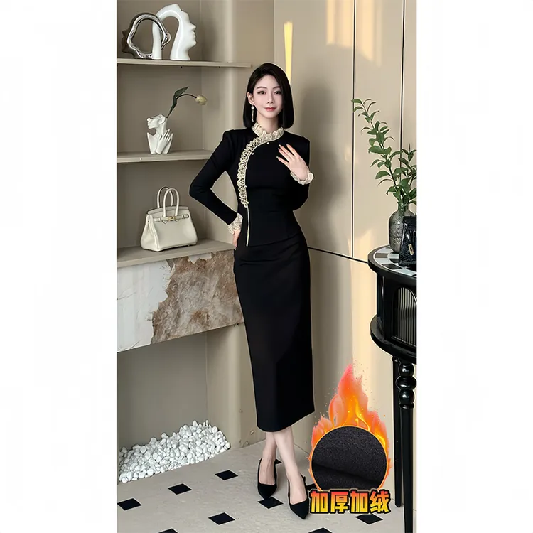 格娜【东方诗意】2024新款小众气质优雅修身显瘦设计感蕾丝花边套装