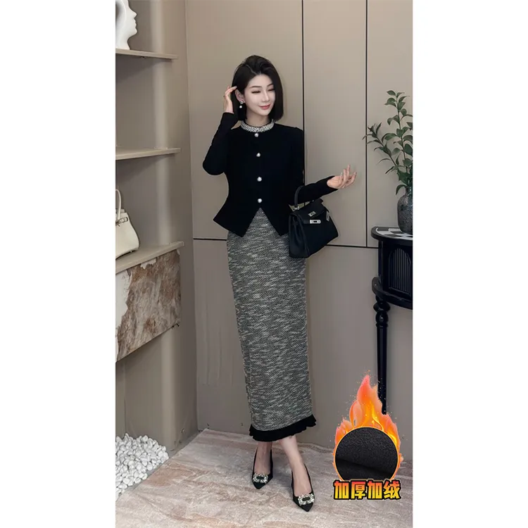 格娜原创新款秋冬打底气质一整套收腰显瘦高品质名媛女装两件套装
