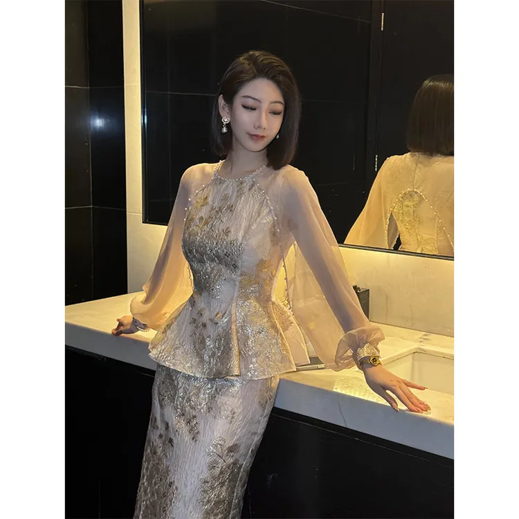 格娜2025新款秋季轻奢原创设计师款高档显贵气质女装洋气裙套装