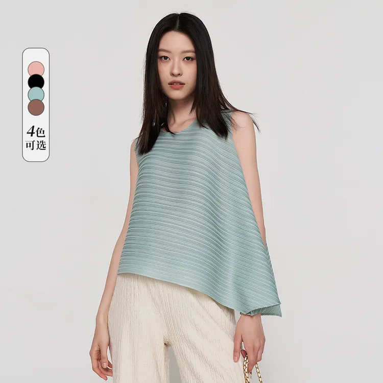 SELLYNEAR孕妇T恤夏季新款时尚宽松无袖不规则褶皱孕妇通勤装上衣