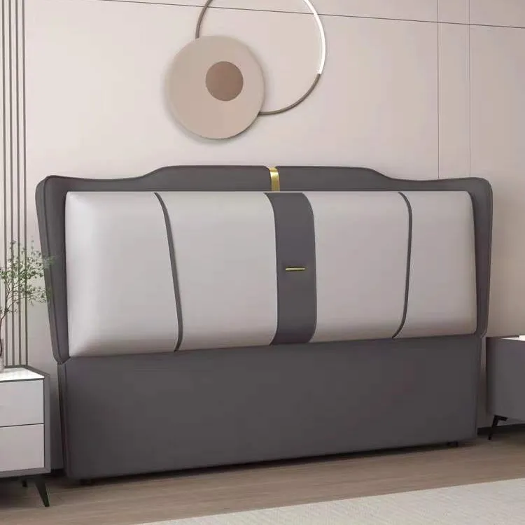 双人猫抓皮靠背板简约现代卧室落地款软包床头免洗皮质轻奢经济型