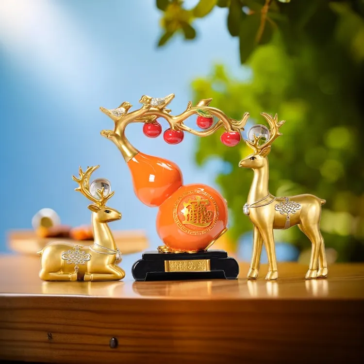客厅新中式事事如意柿子葫芦摆件玄关电视柜酒柜乔迁新居礼品礼物
