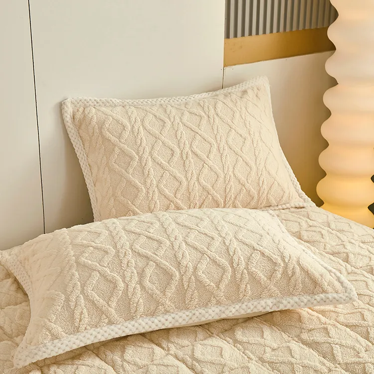 A类牛奶绒保暖枕套加厚学生宿舍单人羊羔绒床褥毛毯法兰绒可机洗