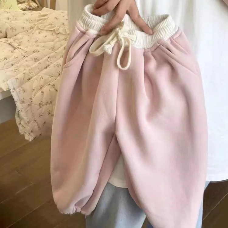 女童裤子2024秋冬新款儿童加厚保暖一体绒休闲裤女宝宝加绒长裤