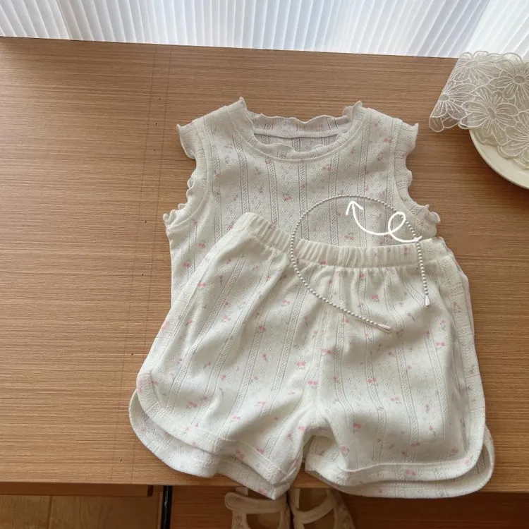 女宝宝套装2025夏季新款儿童休闲碎花居家短裤两件套女童洋气夏装
