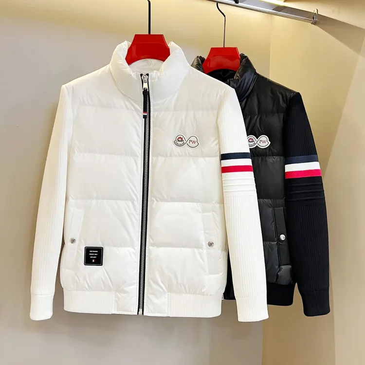 法蒂卡尔克男士冬季保暖防寒立领羽绒服修身休闲拼接针织袖外套