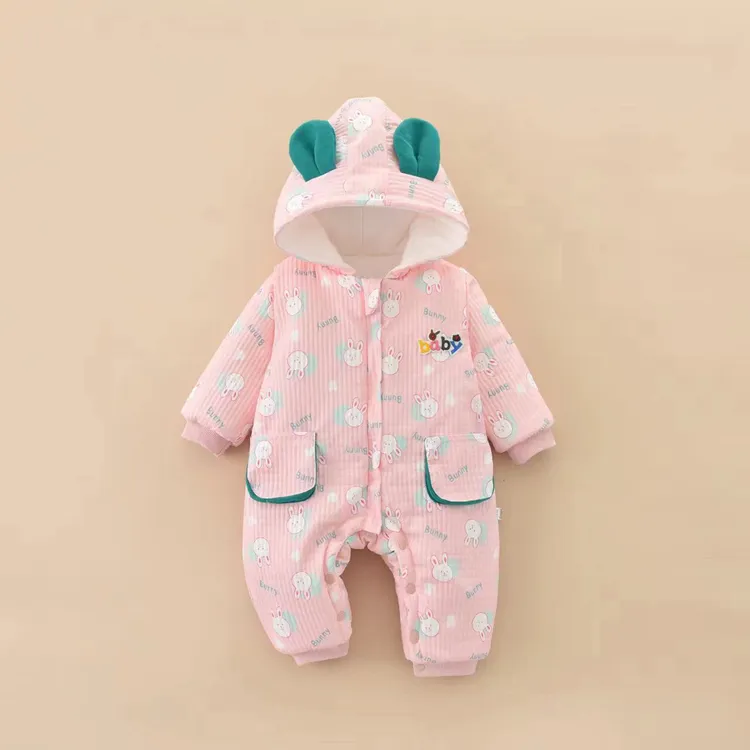 宝宝新年衣服洋气超萌保暖夹棉棉服连体衣男女宝外出抱衣可爱爬服