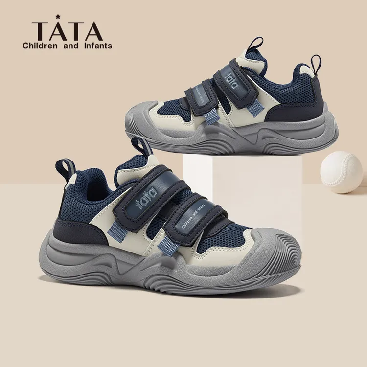 TATA/他她2025年新款童鞋加绒网面运动鞋男童秋冬防滑板鞋百搭