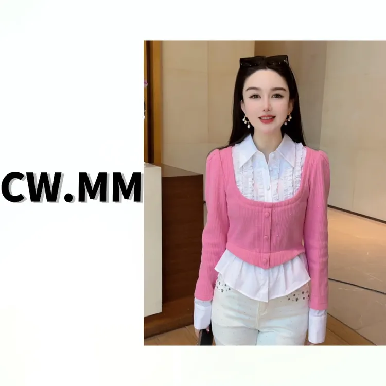 CW.MM 法式衬衣拼接假两件减龄上衣