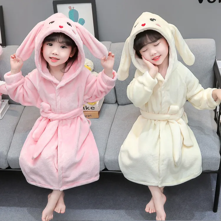 女童睡袍法兰绒加厚秋冬季浴袍珊瑚绒长款女孩宝宝儿童家居服睡衣