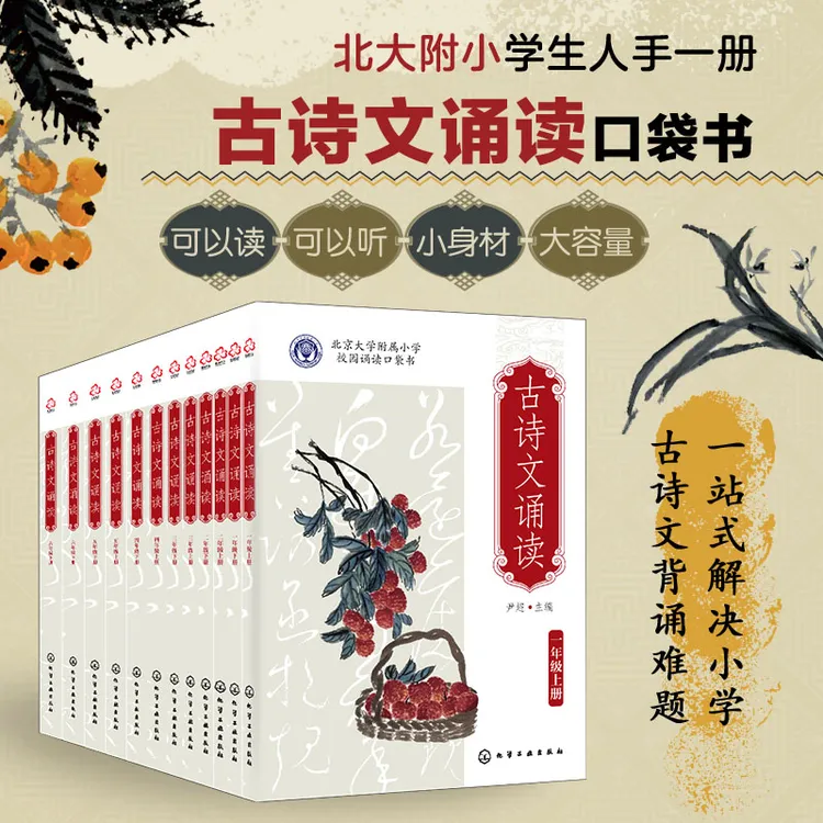 古诗文诵读小学1-6年级（共12册）赠参考译文1册