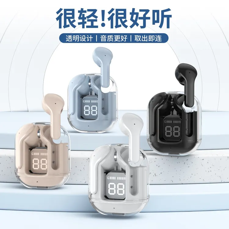 air31 入耳式透明款数显充电仓通用无线蓝牙耳机运动耳机
