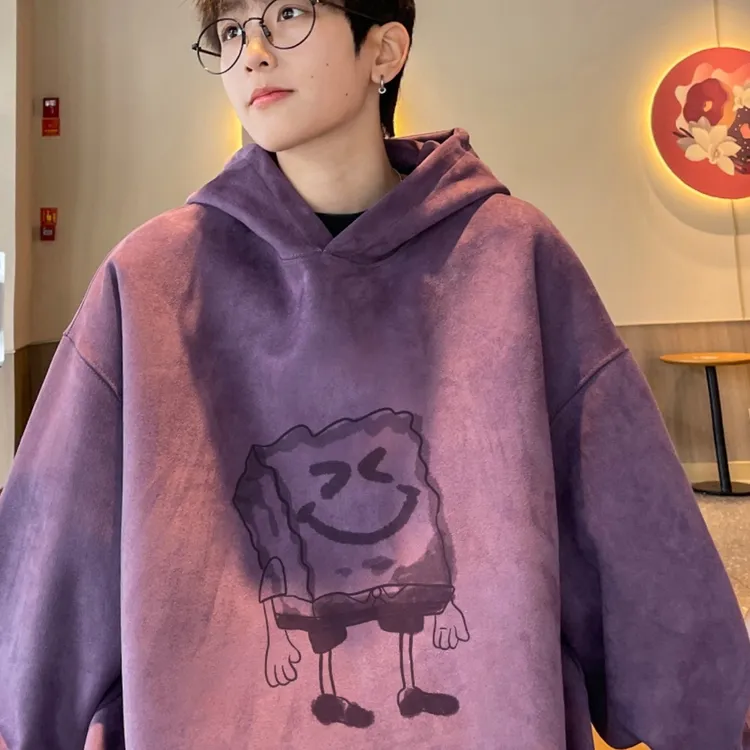 大码男士300斤潮流仿麂皮绒卫衣男女秋冬oversize宽松外套衫