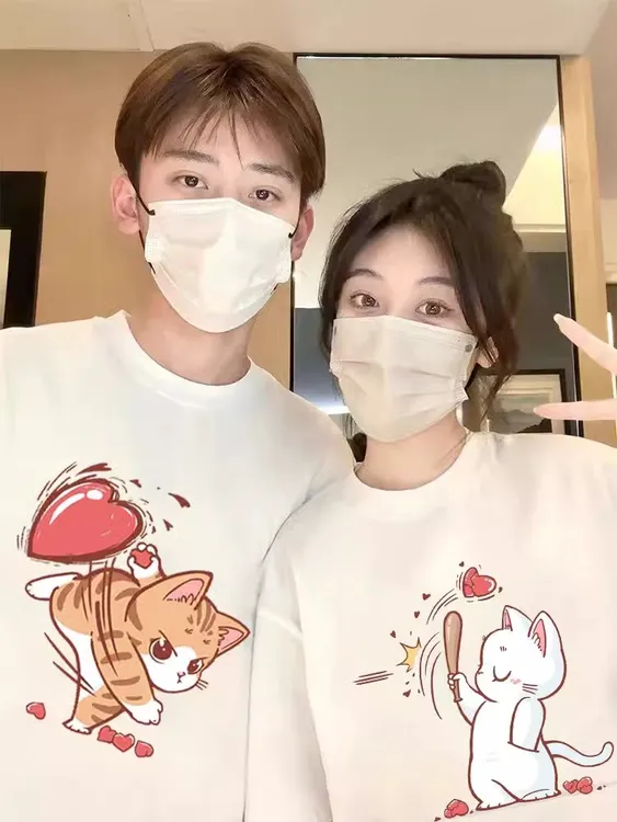 不一样情侣装大码300斤纯棉短袖t恤男女夏季潮流百搭休闲半袖上衣