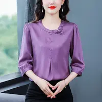 七分袖雪纺衫女夏季新款气质妈妈高档洋气小衫时尚显瘦百搭设计感