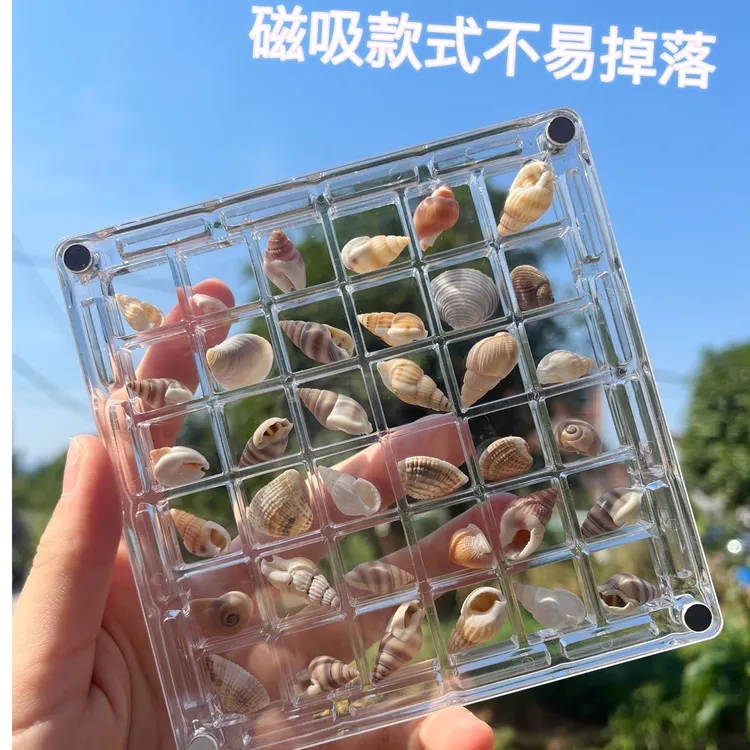 节日创意亚克力透明收纳相框海边旅行石头冰箱贴磁铁可爱网红爆款