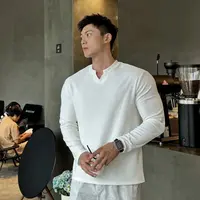 秋季新款休闲280g重磅肌理纹短袖垫肩收袖口显大健身运动T恤纯色