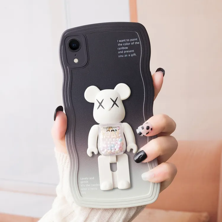 苹果XR手机壳iphonexr新款iPhone女可爱小熊带支架网红壳外壳男叉