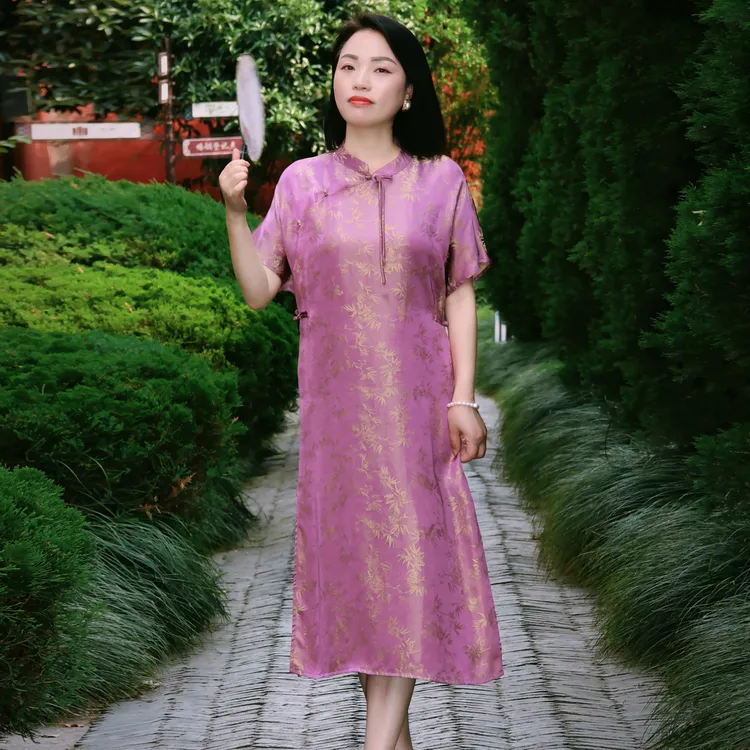 夏季新款女装连衣裙气质时尚休闲百搭显瘦优雅新中式宽松连衣裙