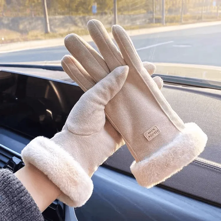手套冬天女德绒触屏防冻自发热加绒加厚防寒保暖学生骑行开车T9