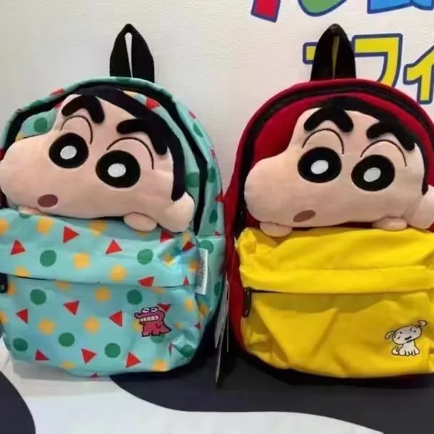 小新可爱卡通新款蜡笔小新大头玩偶花布双肩背包学生书包百搭M1
