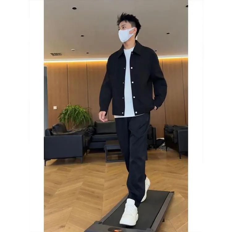 轻熟风拼接假两件翻领夹克男春秋季新款韩版宽松休闲短款工装外套