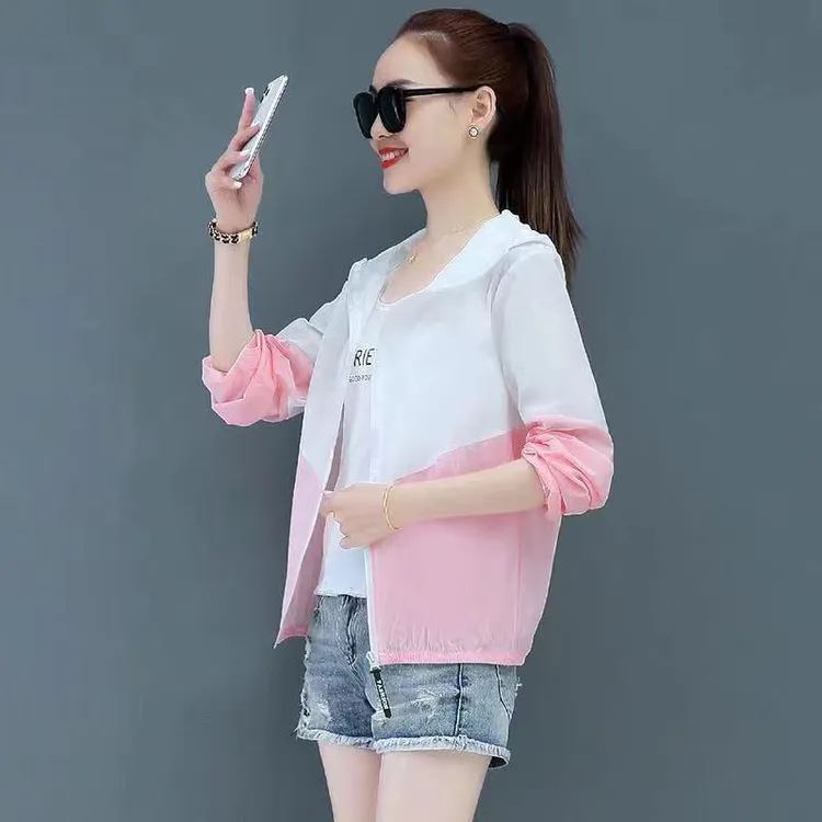 2025新款韩版休闲百搭连帽运动风防晒服女挡紫外线防晒服