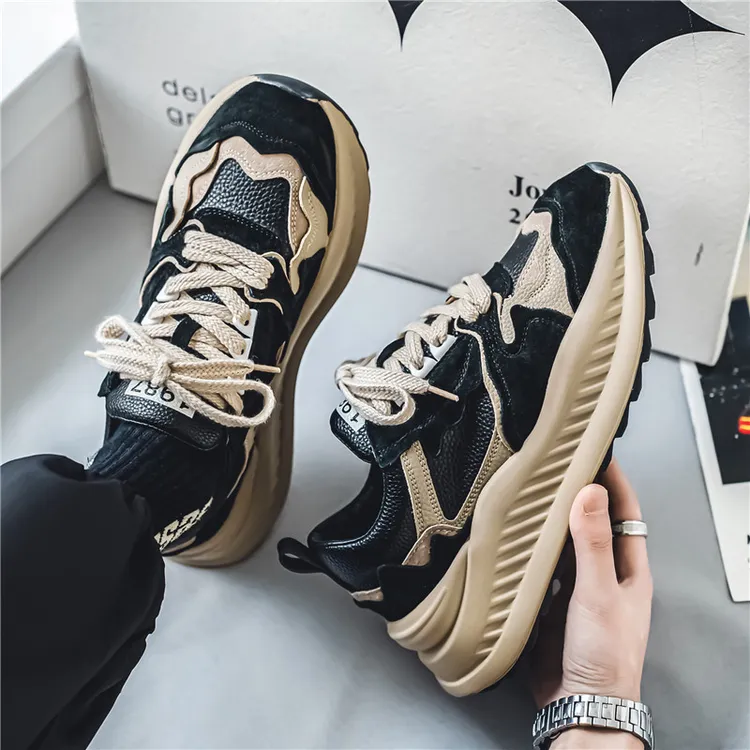 阿甘男鞋夏季2025新款透气百搭运动休闲鞋男士内增高跑步老爹潮鞋