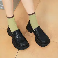 玛速主义 2025新款英伦风小皮鞋粗跟厚底乐福鞋女秋休闲百搭单鞋