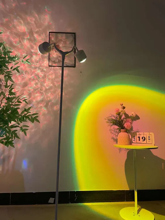 双头APP网红水波纹氛围灯客厅夕阳日落投影落地灯直播房间落日灯