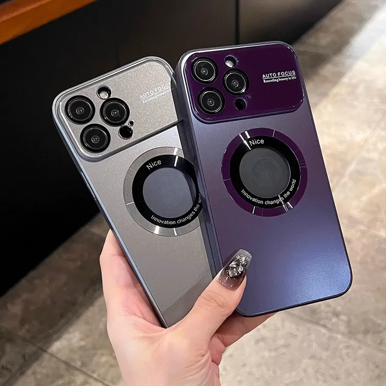 自带镜头膜适用苹果14手机壳iPhone13promax磨砂磁吸12/11漏标潮