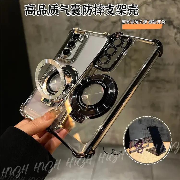 防摔气囊适用于OPPOreno12pro手机壳透明漏标带支架reno12镜头膜
