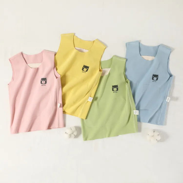 加厚护肚儿童德绒无骨保暖打底背心男女宝宝冬无痕马甲吊带秋冬