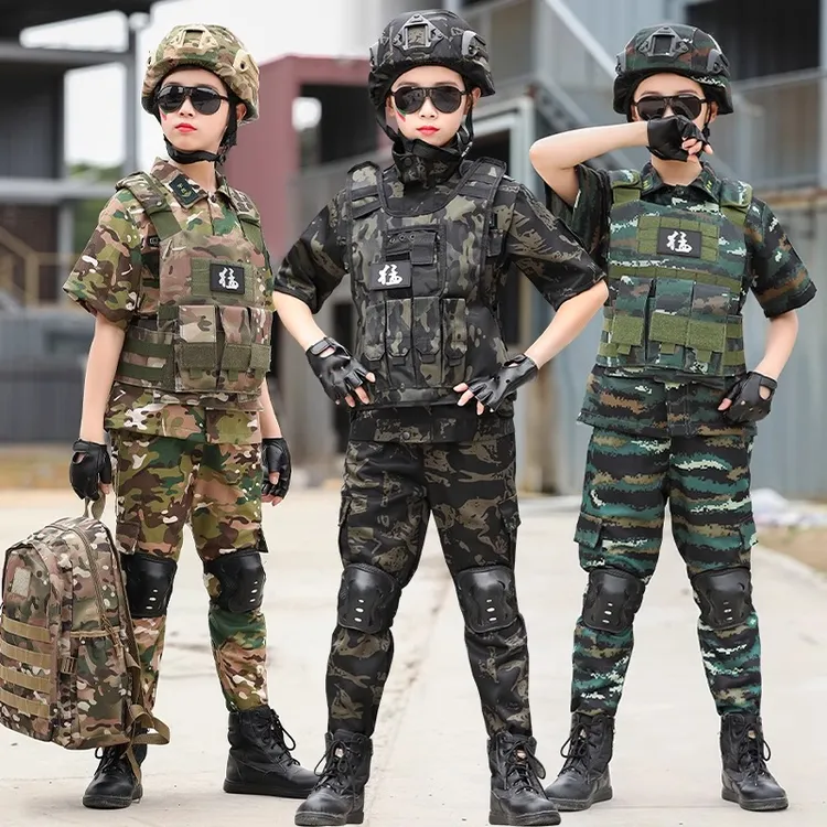 儿童迷彩服套装男孩2024年新款男女童春秋季夏令营户外特种兵套装