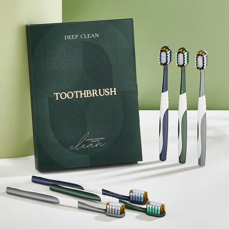 卡斯丽【6支礼盒装】山型植毛约百孔宽头软毛牙刷家用柔软螺旋刷毛