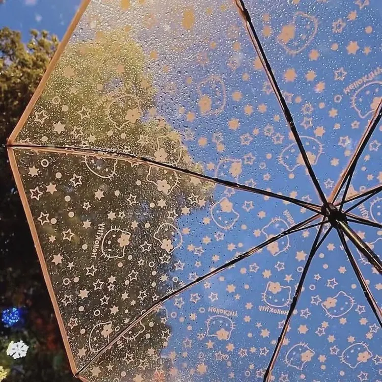 HelloKitty猫透明雨伞高颜值凯蒂猫小巧便携学生上学专用2024新款