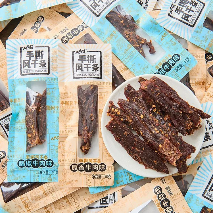 人人艾手撕牛肉味风干条酱卤入味解馋鲜香原味椒藤休闲小吃零食品
