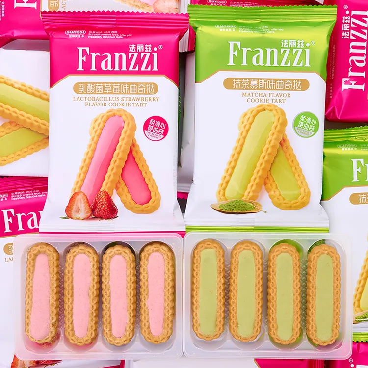 法丽兹曲奇挞饼干网红抹茶慕斯草莓味夹心饼干送女友礼囤货小零食