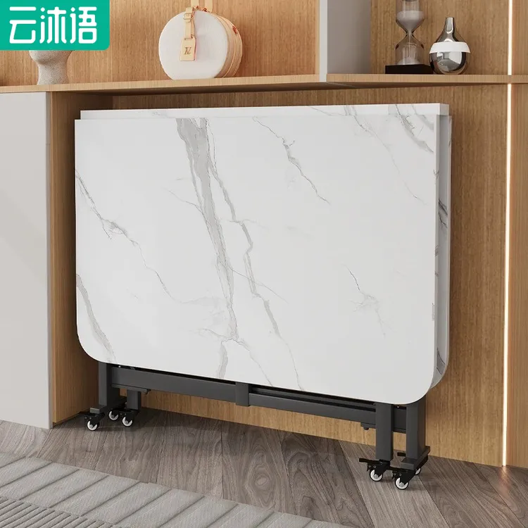 云沐语餐桌可折叠桌子超薄桌折叠桌长方形餐桌移动饭桌加厚可收纳