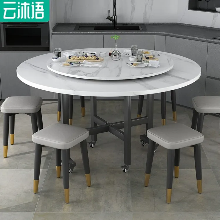 云沐语折叠桌家用桌子饭桌可移动出租屋租房大圆桌圆形折叠饭桌子