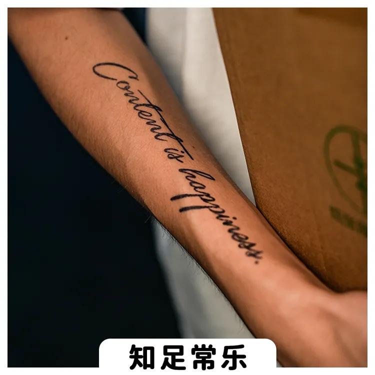 ODDSIN常乐九句英文草本短句纹身贴纸持久逼真图案半永久防水搓