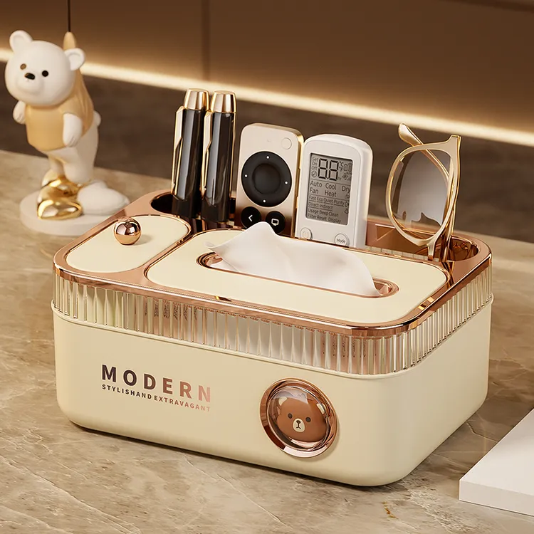 抽纸盒客厅茶几办公室多功能桌面创意收纳盒浴室洗脸巾储物盒轻奢