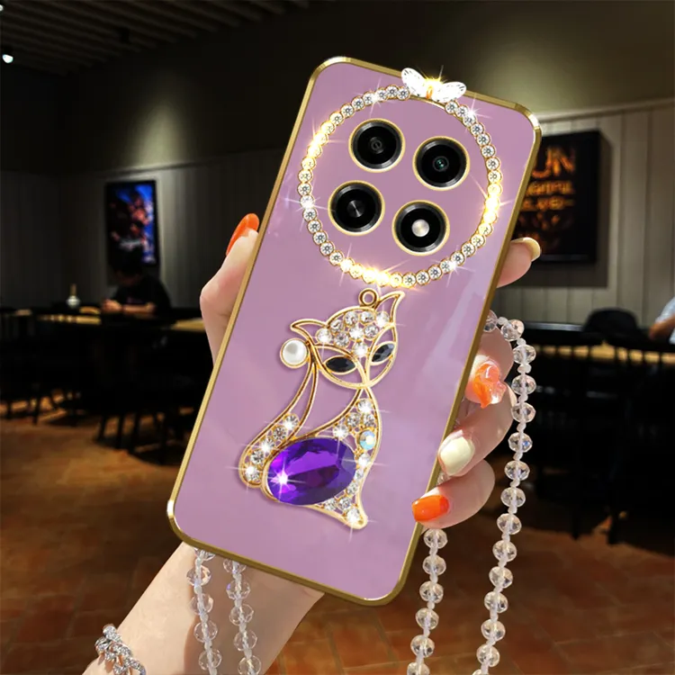 OPPO A2Pro手机壳镶钻5G狐狸PJG110全包镜头防摔保护套奢华时尚女