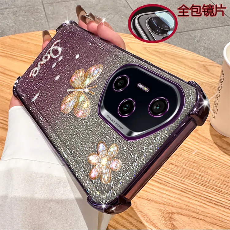 适用荣耀300pro手机壳AMP-AN00镜头全包边镶钻气囊防摔女款软胶套